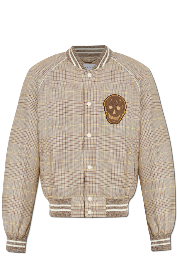 Alexander McQueen チェック柄ジャケット Beige Bomber jacket with a check pattern Alexander McQueen